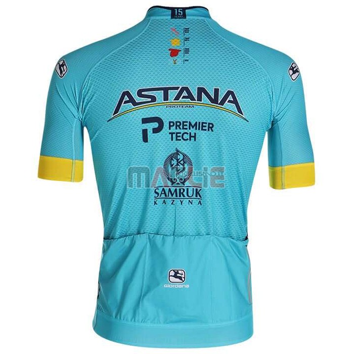 Maglia Astana Manica Corta 2020 Giallo Blu